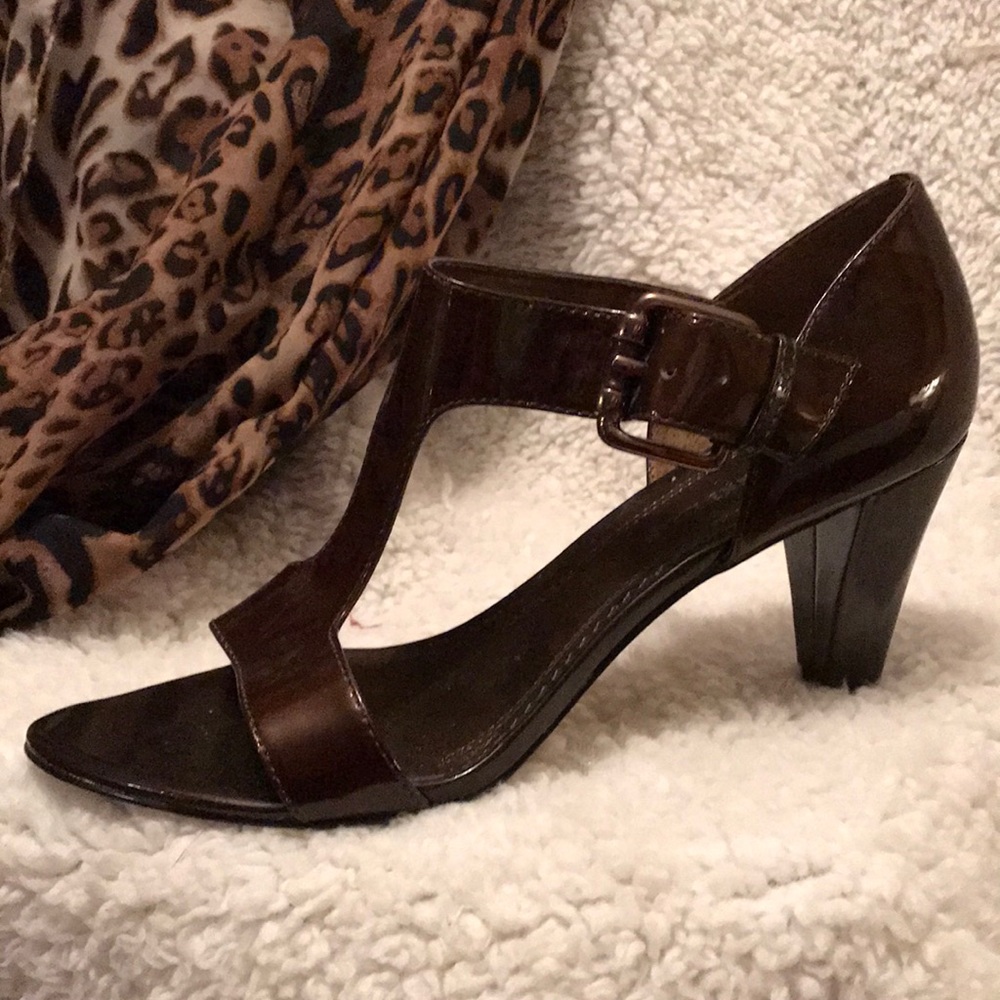 Brown Patton leather heels by Anne Klein